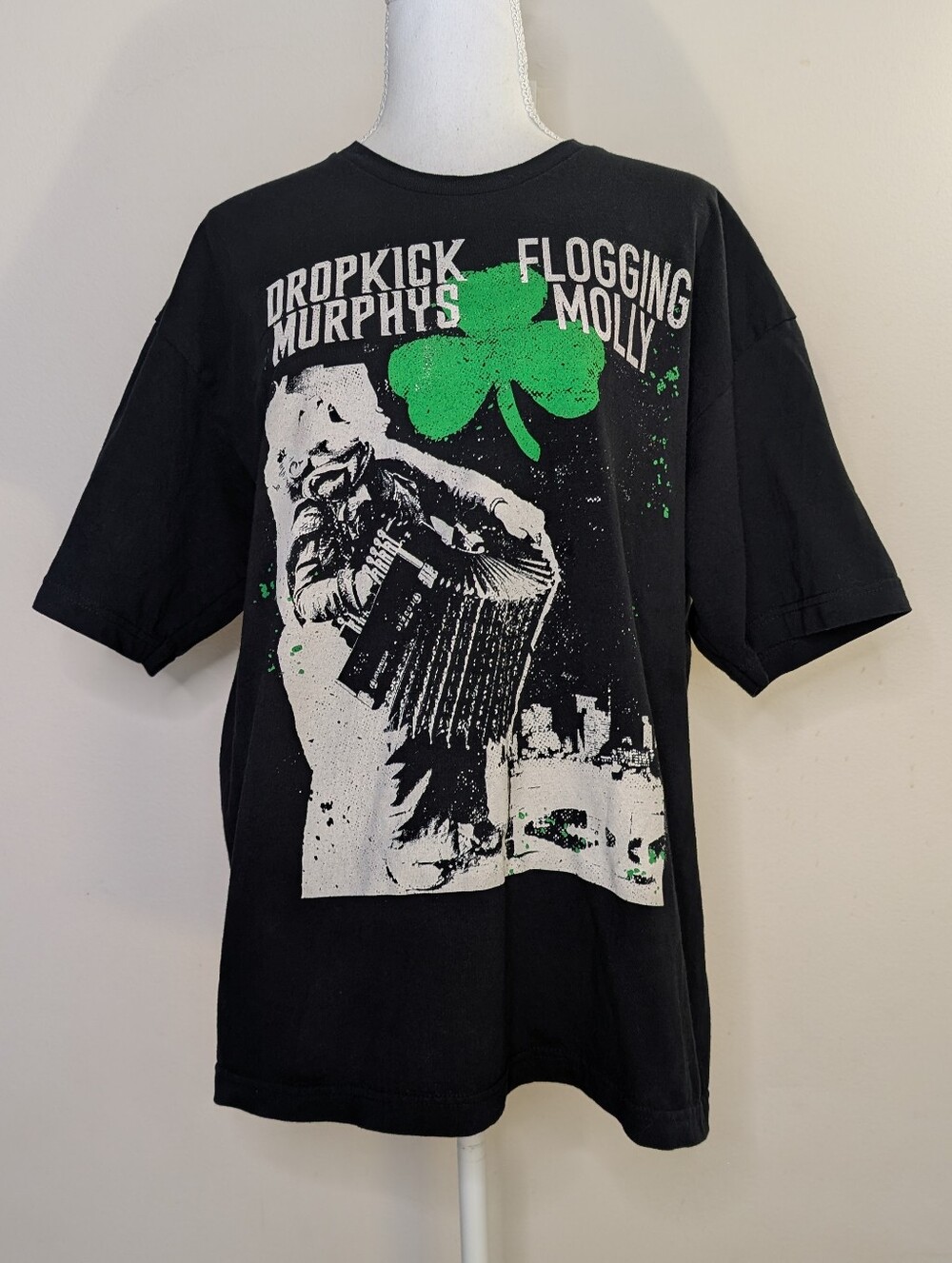 Dropkick Murphys Flogging Molly 2018 Tour Band Tee - Black with Green Shamrock